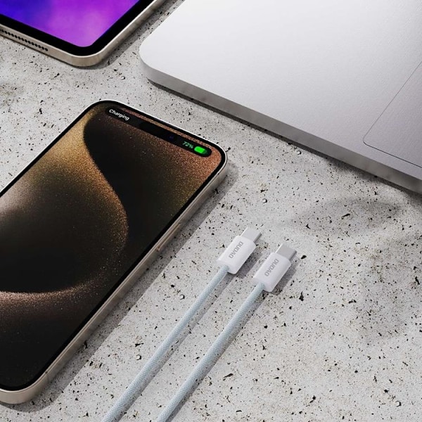 Dudao L6C USB-C - USB-C Kabel PD 60W 2m - Lyseblå Blå