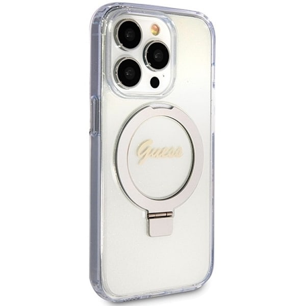 Guess iPhone 15 Pro Mobilskal Ringhållare Magsafe Glitter Script