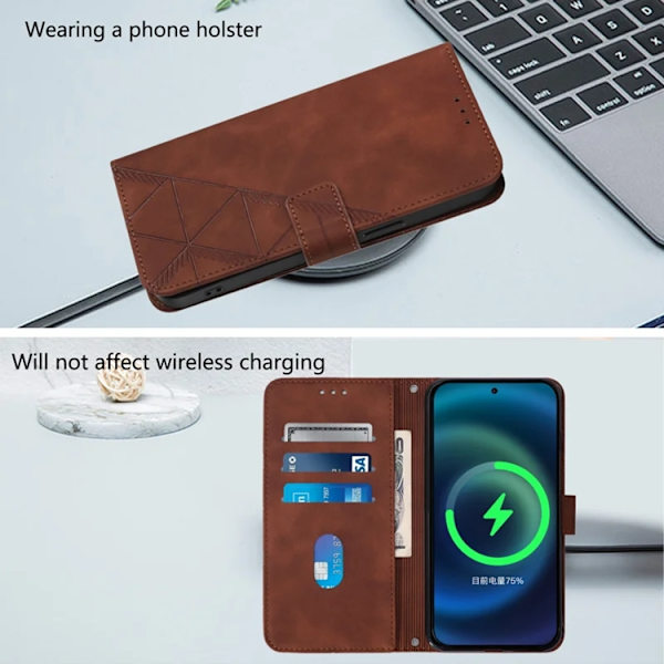 iPhone 17 Pro Max Plånboksfodral Med REM - Brun Brun