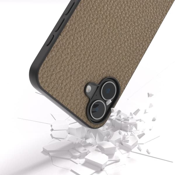 ABEEL Mobilskal till iPhone 16 TPU + Äkta Läder Skydd - Brun Brun
