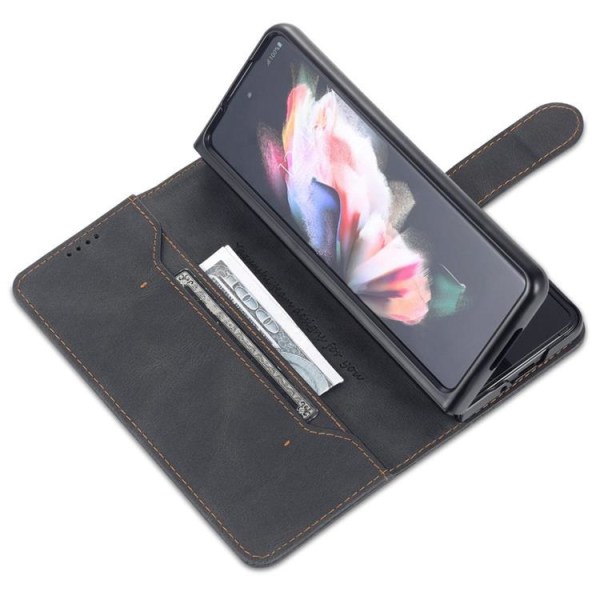 AZNS Galaxy Z Fold 4 tegnebog etui PU læder magnetisk - sort