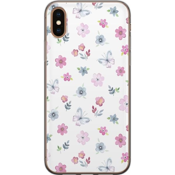 Mobilskal till Apple iPhone X med Blommor och fjärillar