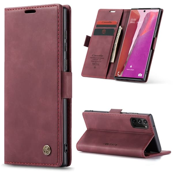 CASEME 013 Series Plånboksfodral för Samsung Galaxy Note20 - Vinröd