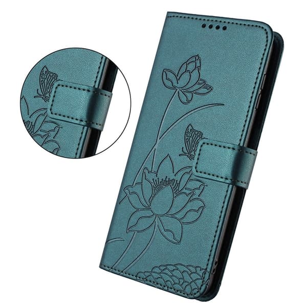 Sony Xperia 10 VII Konstläder Plånboksfodral Lotus Imprint - Grön