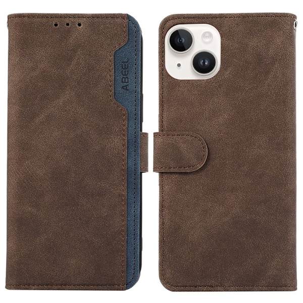 ABEEL iPhone 14 Plus Plånboksfodral Konstläder RFID Skydd Flip - Brun