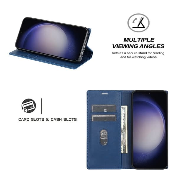Samsung Galaxy S26 Ultra Plånboksfodral Magnetisk Stängning Konstläder - Blå
