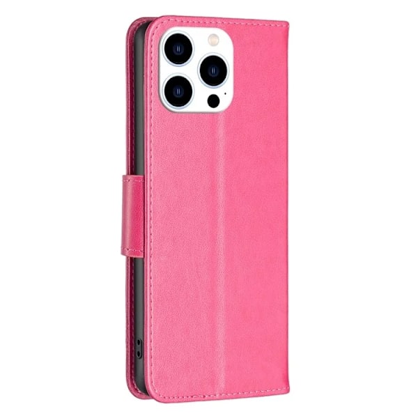 iPhone 14 Pro Plånboksfodral Imprinted Butterfly - Magenta