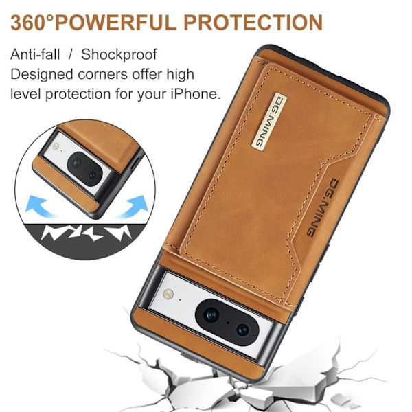 DG.MING M2 Series Google Pixel 8 Plånboksfodral Magnetisk Konstläder Brun