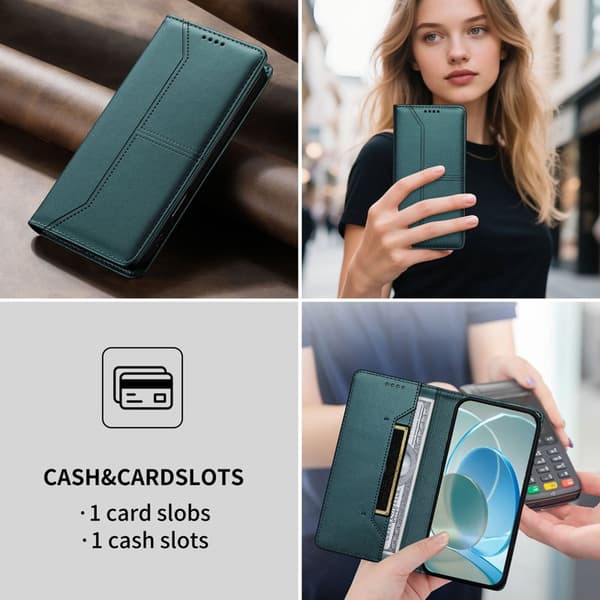 Plånboksfodral för Samsung Galaxy S26 Plus Ställfunktion Konstläder - Grön