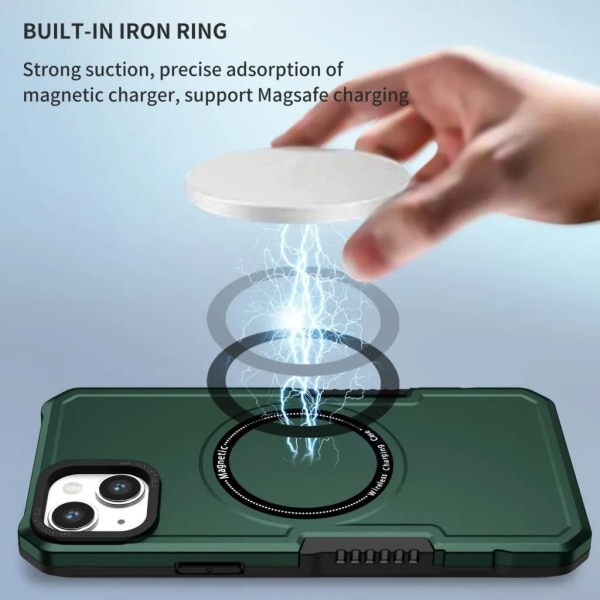 iPhone 15 Plus Mobilskal Magsafe Magnetiskt - Mörkgrön