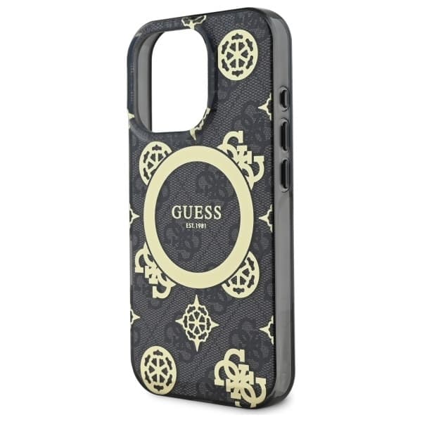 Guess telefontaske til iPhone 16 Pro Max MagSafe IML Peony På 4G - Sort Black