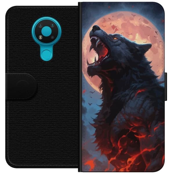 Pung etui til Nokia 3.4 med Hylende ulv