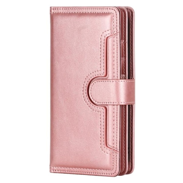 iPhone 14 Pro Max Plånboksfodral Äkta Läder Flip - Rosa Guld