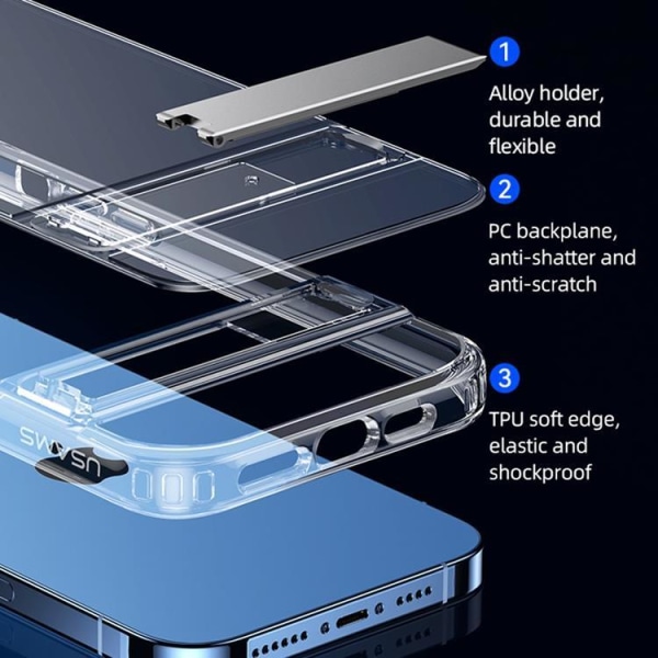 USAMS iPhone 14 Plus Skal BH809 Kickstand - Transparent