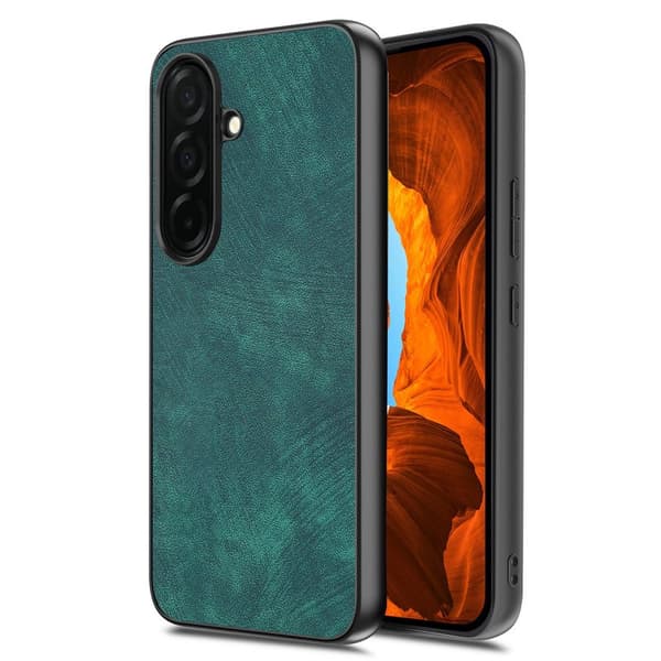 Mobilskal för Samsung Galaxy S26 Plus Stöttålig Slim Retro Konstläder - Grön