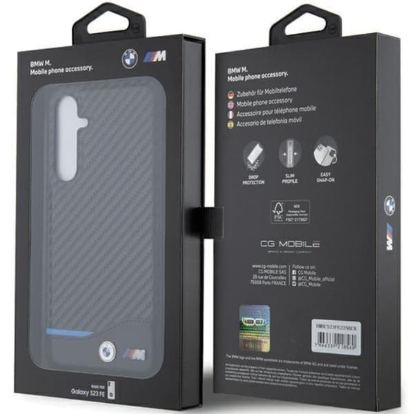 BMW Galaxy S23 FE Mobilskal Læder Carbon - Sort Black