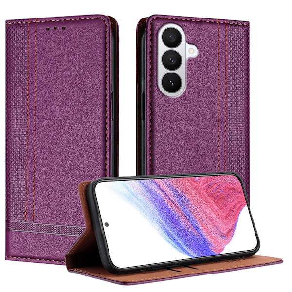 Galaxy S26/S26 Pro Plånboksfodral L-Shaped Grid Pattern Lila