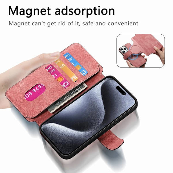 CASENEO iPhone 16 Pro Max Plånboksfodral Konstläder - Rosa