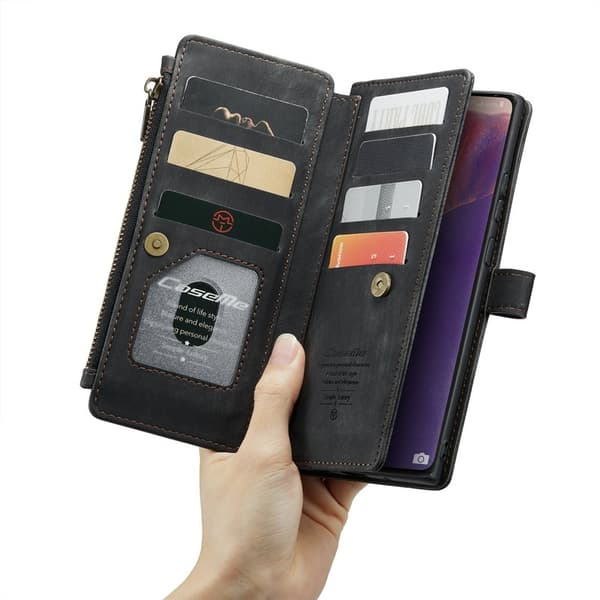 CASEME Konstläder Plånboksfodral för Samsung Galaxy Note20 - Svart