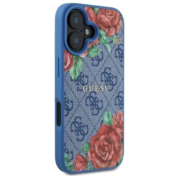 Guess telefonetui til iPhone 16 MagSafe 4G Blomsterprint - Blå Blå