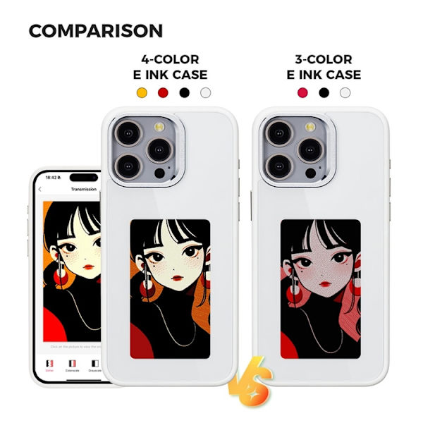 Mobilskal till iPhone 14 Pro Max E Ink 4-Color Display Customized - Vit Vit