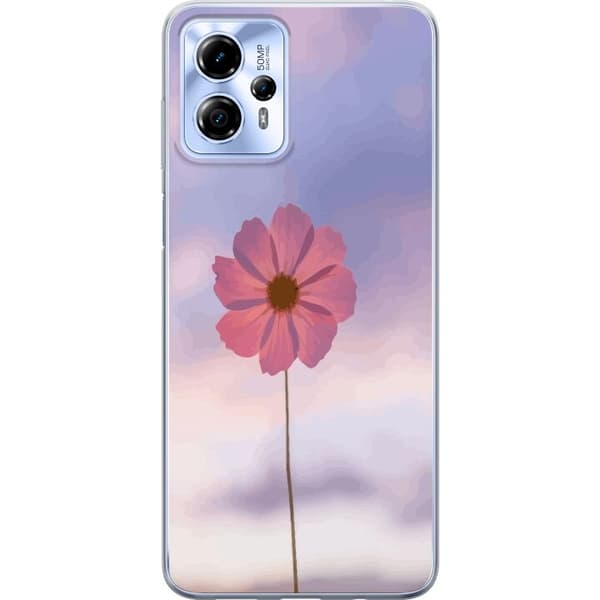 Mobiletui til Motorola Moto G13 med Lyserød Blomst