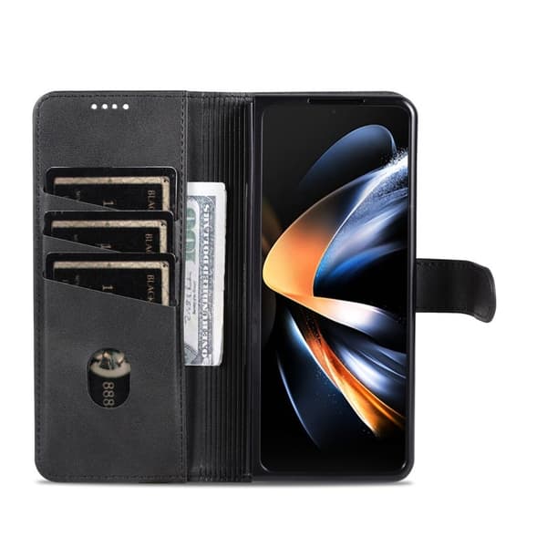 AZNS Samsung Galaxy Z Fold5 Plånboksfodral Konstläder - Svart
