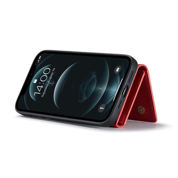 DG.MING M1 Series Plånboksfodral Konstläder TPU för iPhone 13 Pro - Röd