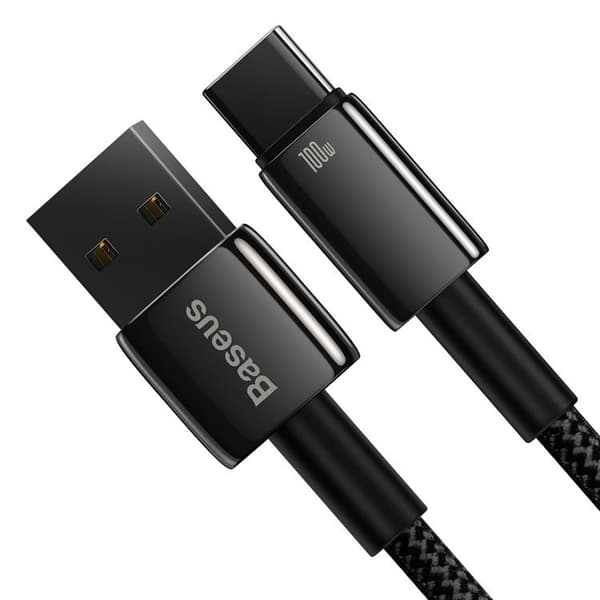 Baseus Tungsten USB-A til USB-C Kabel 100W 1m - Sort Black