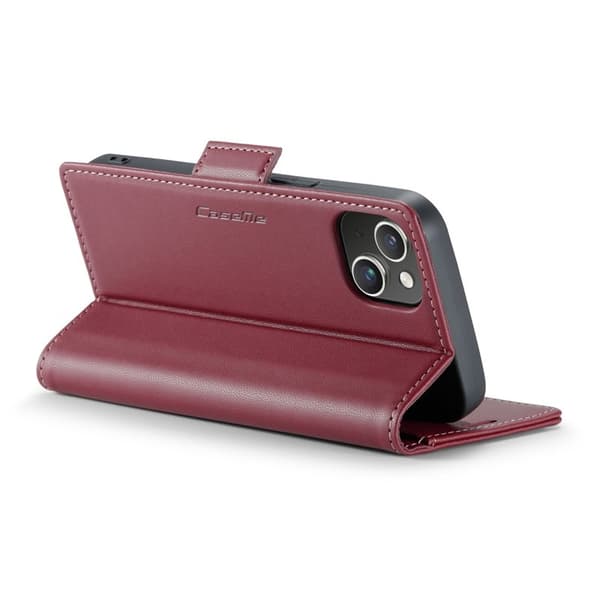CASEME iPhone 13 Plånboksfodral Konstläder RFID-Skydd Röd