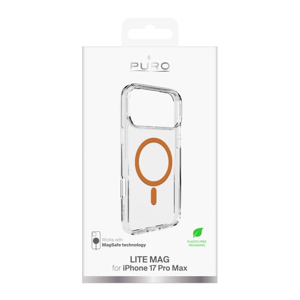 Puro Telefontaske til iPhone 17 Pro Max Magsafe Lite Mag - Gennemsigtig Orange