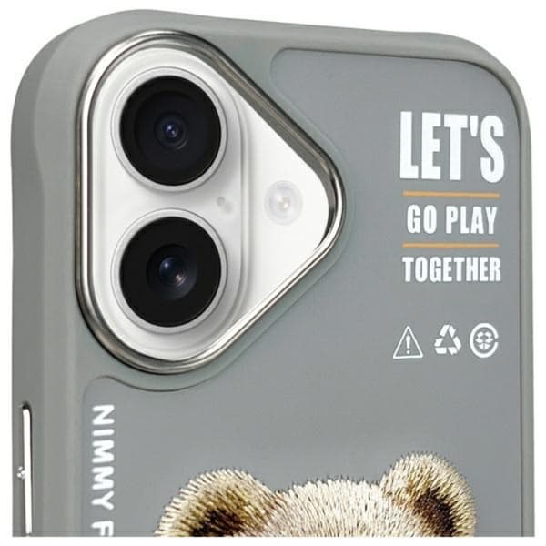 Nimmy Telefontaske til iPhone 16 Cool & Cute 2.0 Bear - Grå Grå