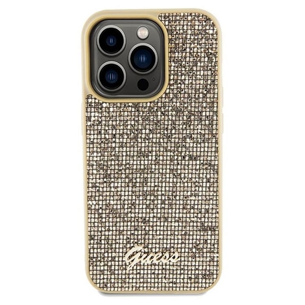 Guess iPhone 14 Pro Max Mobilskal Disco Script Metal - Guld