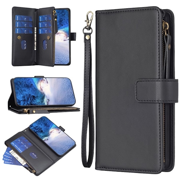 iPhone 15 Plus Plånboksfodral Zipper Flip - Svart Svart