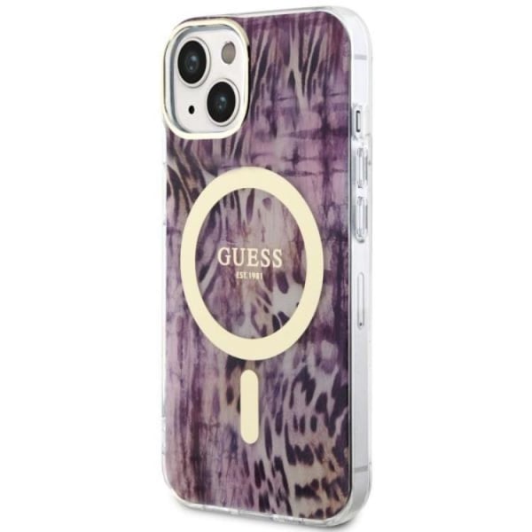 Guess iPhone 14 Mobilskal MagSafe Leopard - Rosa