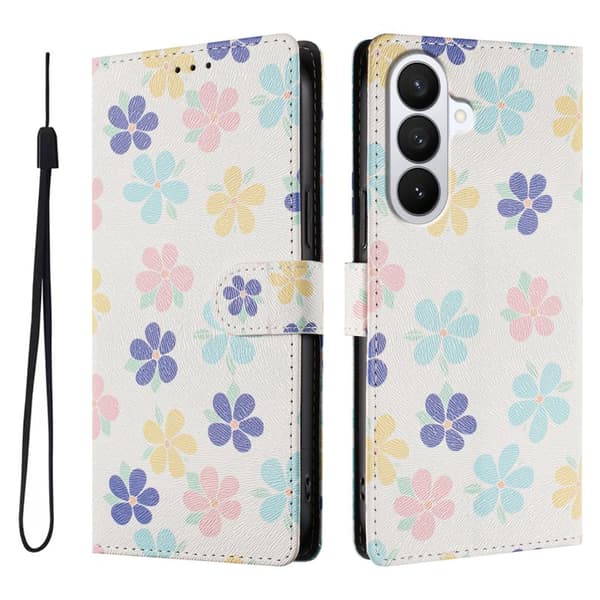 Plånboksfodral för Samsung Galaxy S26 Plus Konstläder - Färgade Blommor