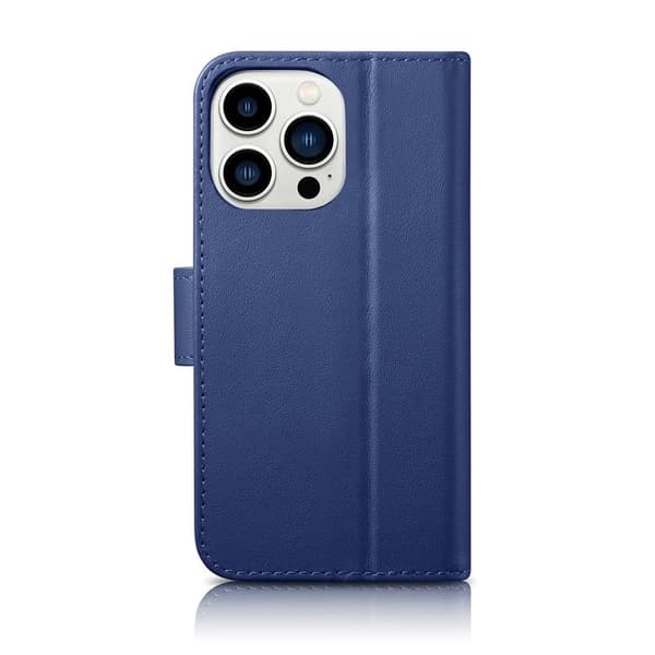 iCarer iPhone 14 Pro Plånboksfodral 2in1 Äkta Läder - Blå Blå