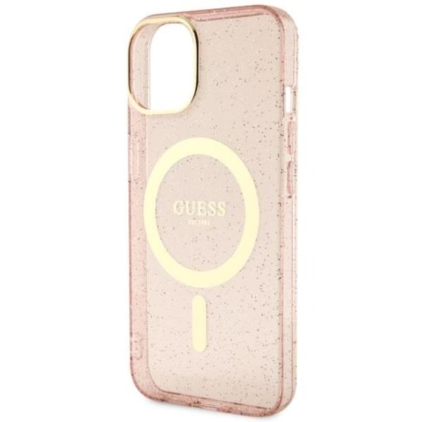 Guess iPhone 14 Mobilskal MagSafe Glitter Guld - Rosa