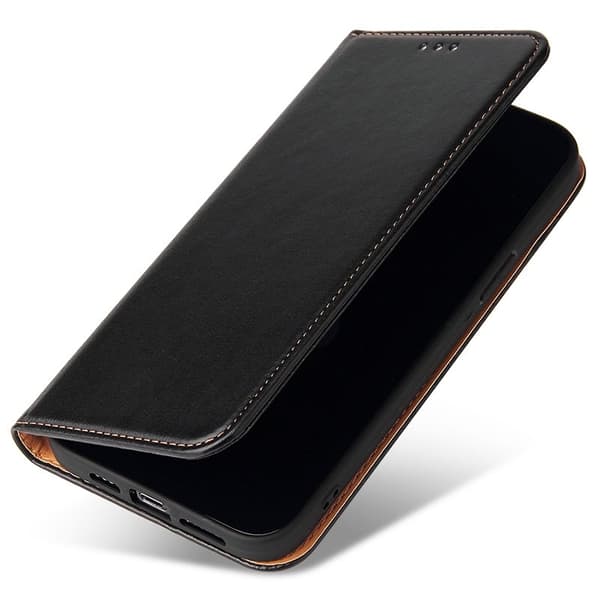 FIERRE SHANN iPhone 15 Pro Plånboksfodral - Magnetisk Konstläder - Svart
