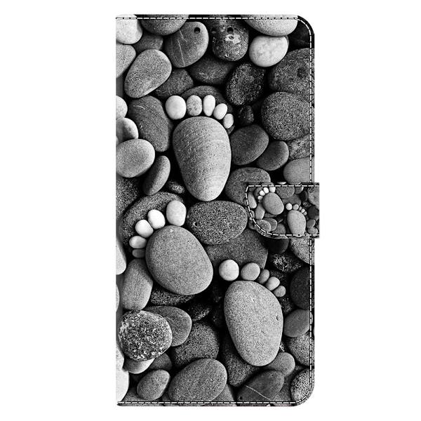 Galaxy A17 5G Plånboksfodral Pattern Printing - Stone Footprints Svart