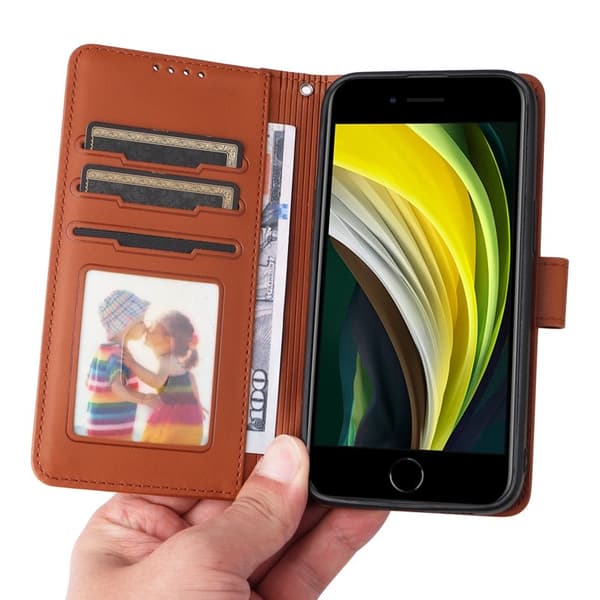 BETOPNICE iPhone 6/6s/7/8/SE (2022) Plånboksfodral Konstläder - Brun