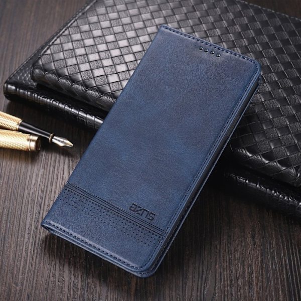 AZNS Samsung Galaxy S22+ Plånboksfodral Konstläder - Blå