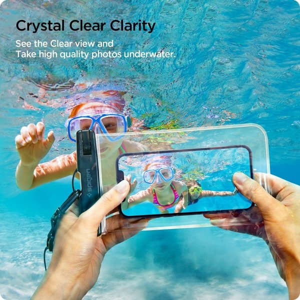 Spigen 2-Pack Universala Vattentät Mobilväskor A601 - Crystal Clear Transparent