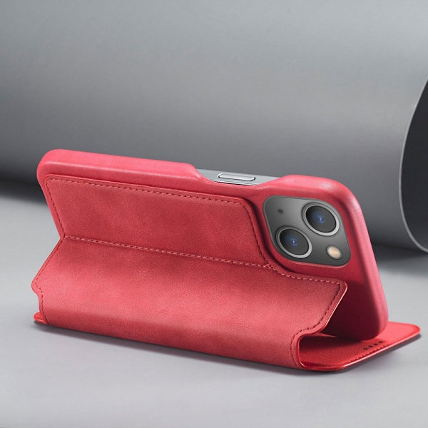 LC.IMEEKE iPhone 14 Plånboksfodral Konstläder - Röd