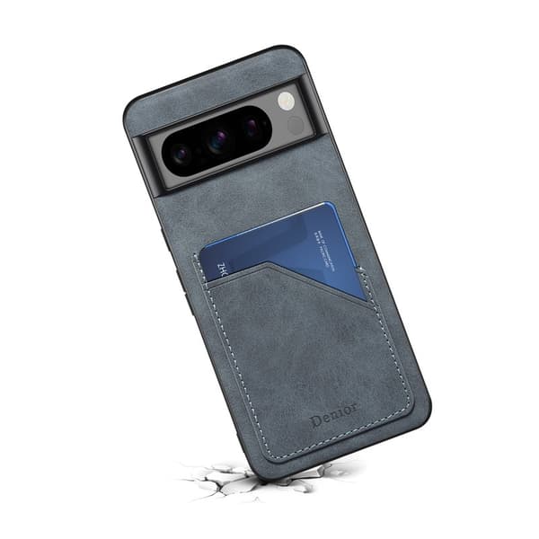 DENIOR Google Pixel 8 Pro Fodral Retro Dubbelkortplats Grå
