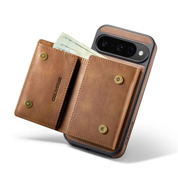 DG.MING M6 Series Konstläder Plånboksfodral för Google Pixel 10 Pro - Brun