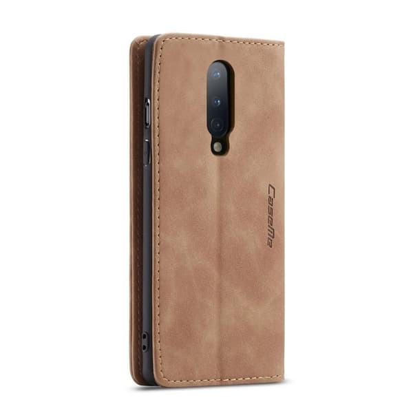 CASEME 013 Series Konstläderplånboksfodral för OnePlus 8 - Brun