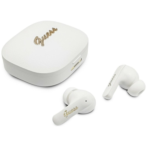 Guess TWS In-ear Hörlurar Script Metal Logo - Vit Vit