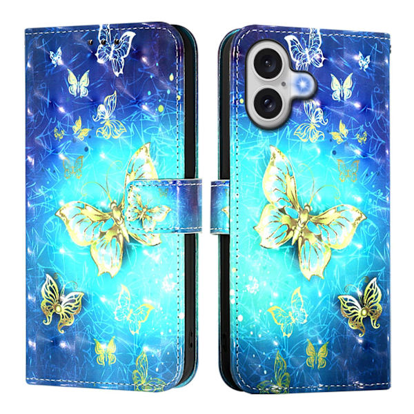 iPhone 17 Plånboksfodral Printing Pattern Med Strap Blå