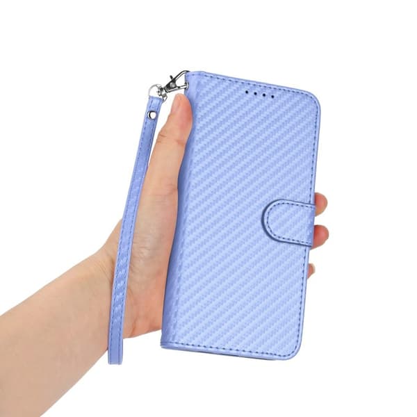 Samsung Galaxy S26 Pro Plånboksfodral Konstläder Med Rem Kolfiber - Lila
